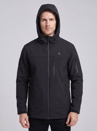 Men’s Windpfoof Hooeded Heated Softshell Jacket in #black