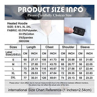 Heated Hoodie size chart