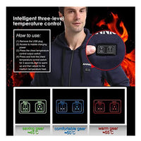 Mens Navy 5 Area Heated Zip Up Hoodie settings