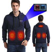 Mens Navy 5 Area Heated Zip Up Hoodie