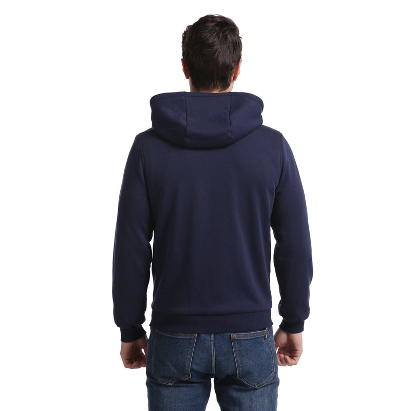 Mens Navy Heated Zip Up Hood