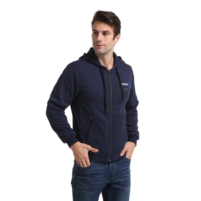 Mens Navy Heated Zip Up Hoodie