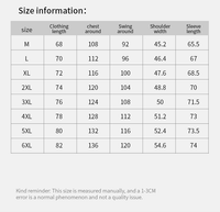 Size chart for clothing measurements with dimensions in centimeters. heated jacker