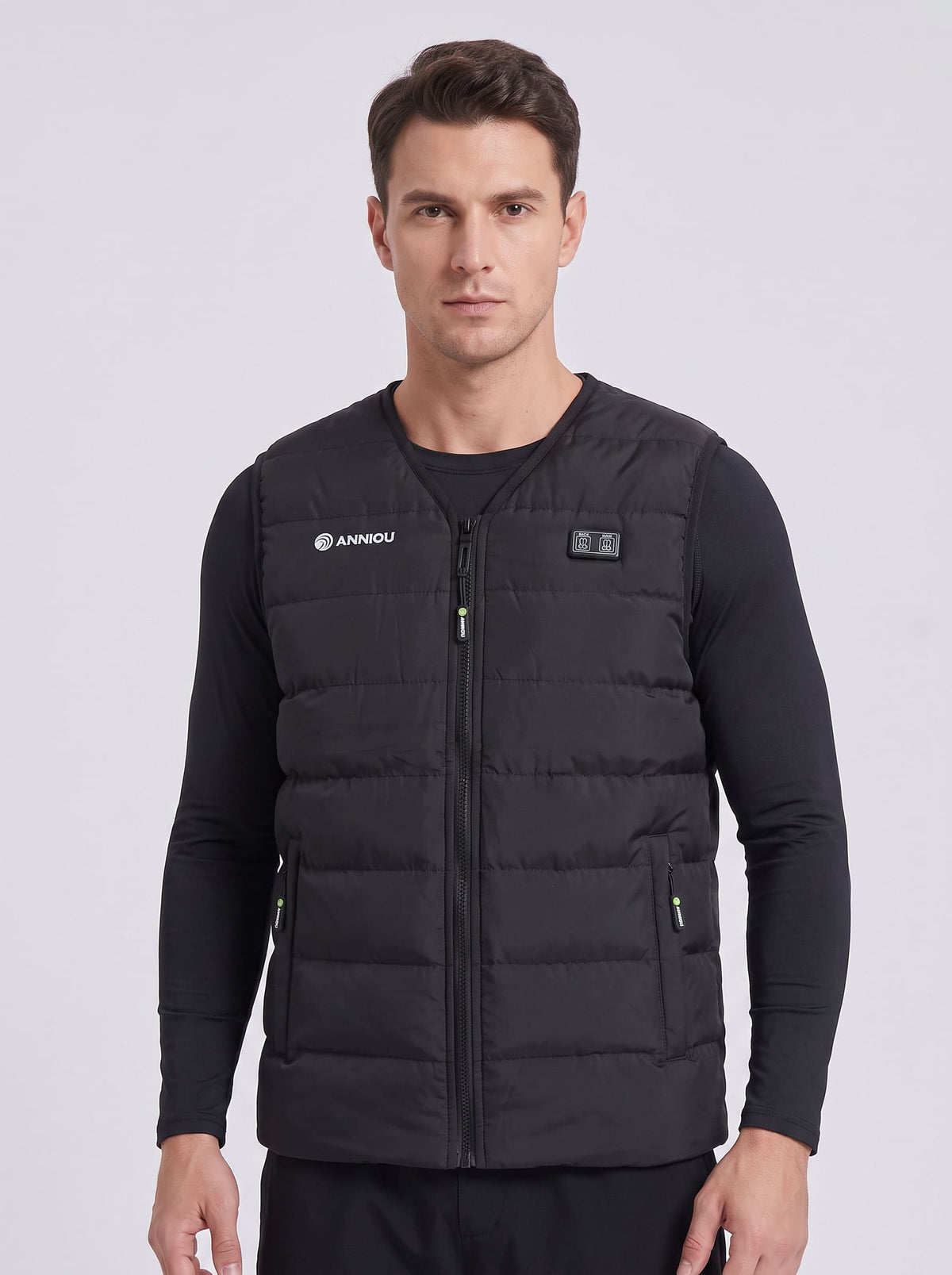 mens black v-neck heated gilet