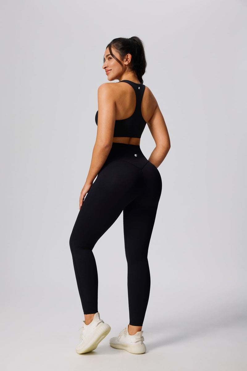 Black Anniou Sports Leggings and Sports Bra
