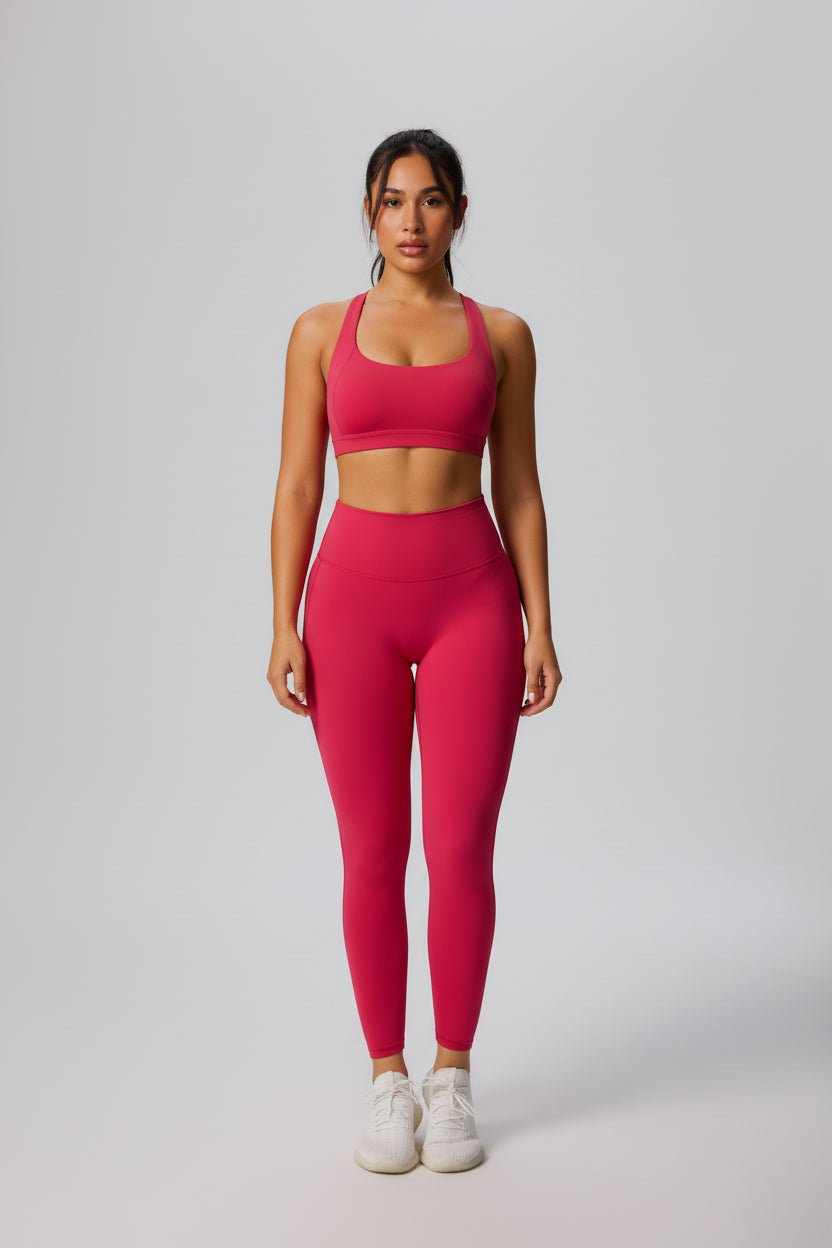 Red Yoga set with sports bra and leggings