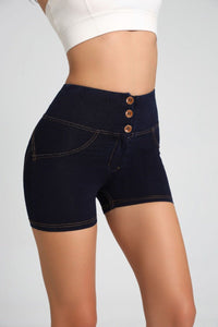 High Waist Peach Hip Denim Shorts
