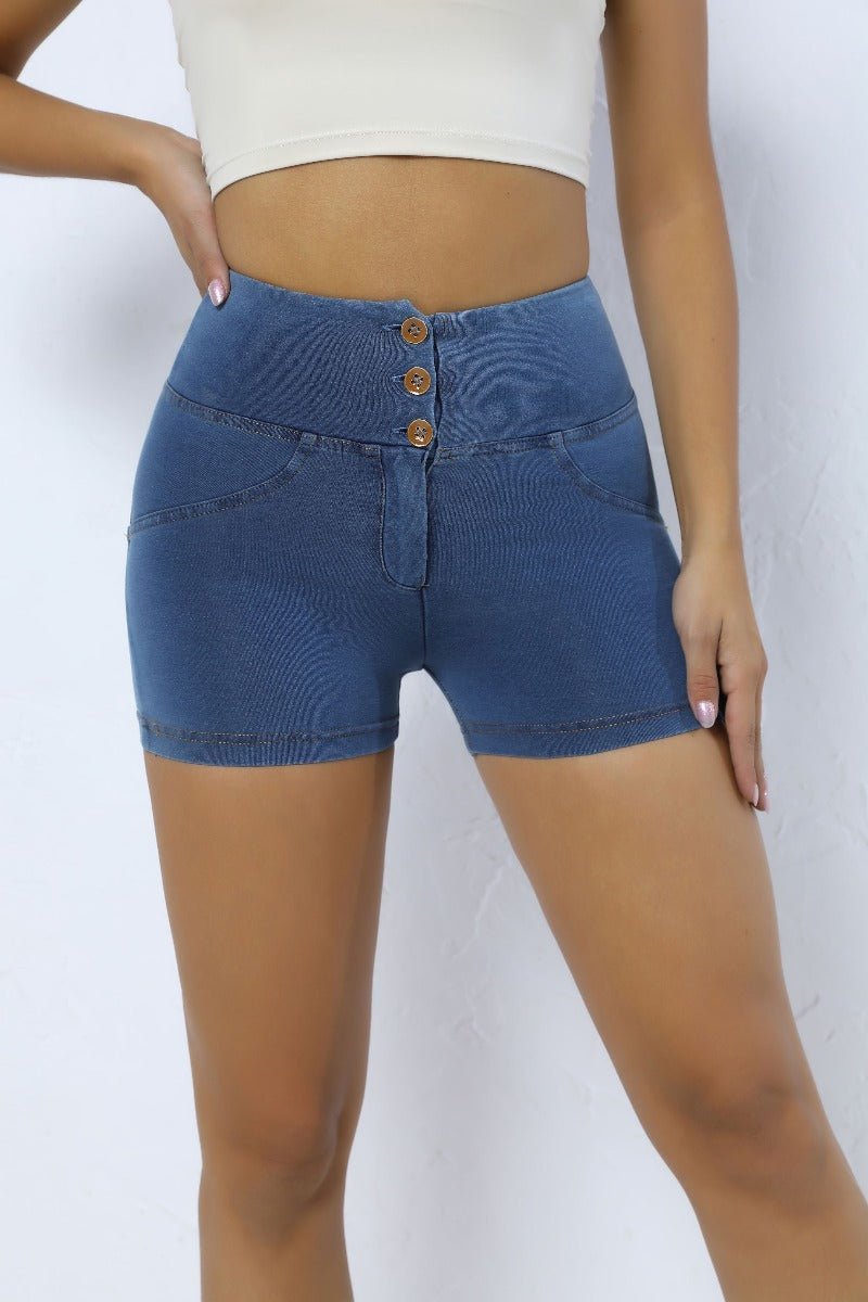 High Waist Peach Hip Denim Shorts