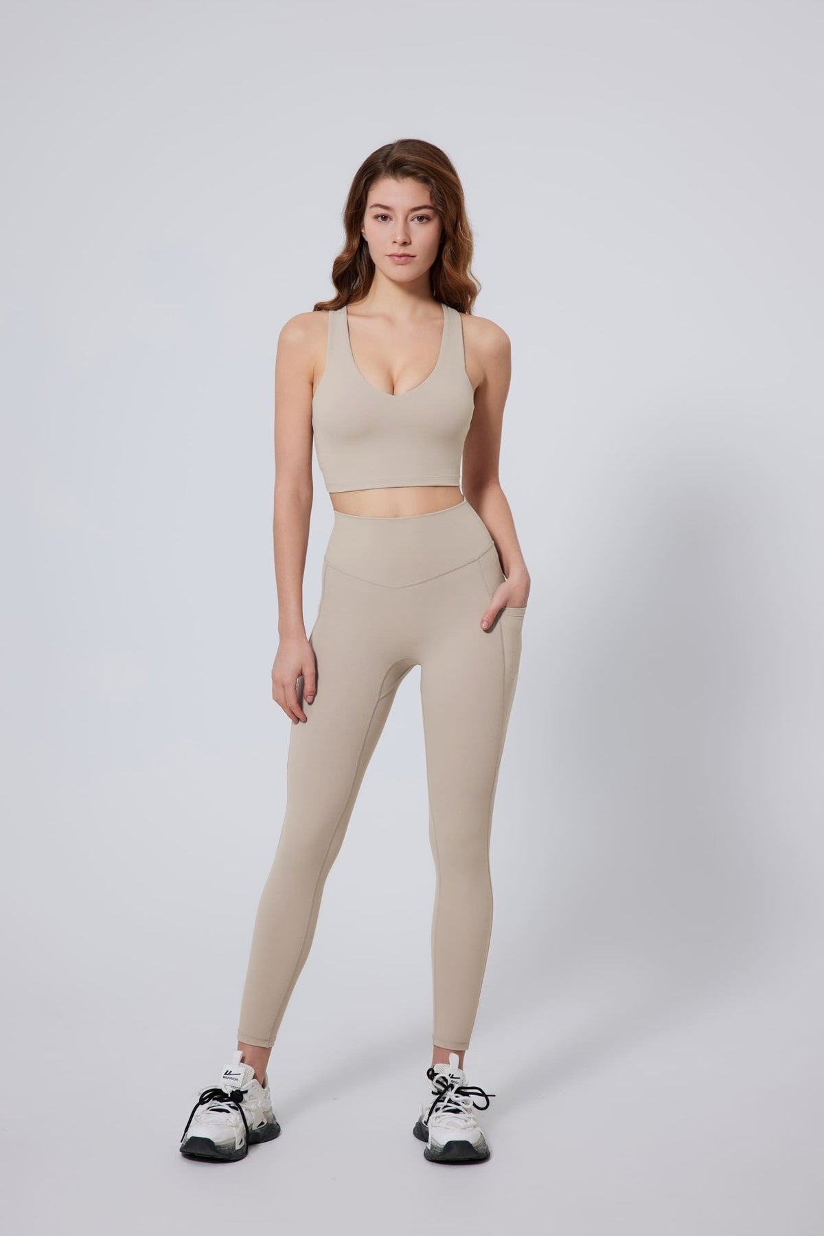 Anniou Beige UPF 50+ leggings and yoga vest