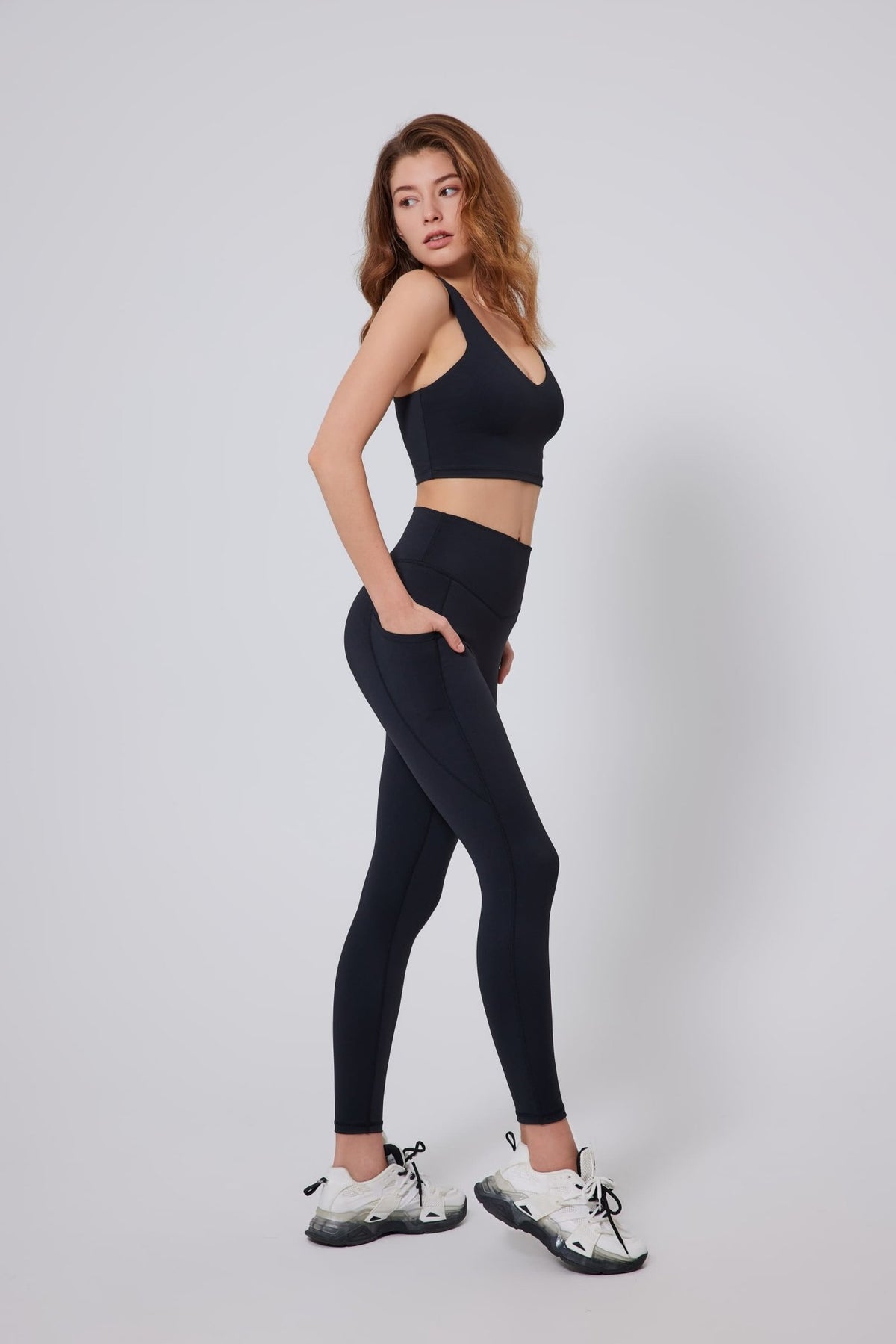 Anniou Black UPF 50+ high waist leggings and vest