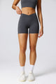 gray high waist yoga shorts UPF 50+