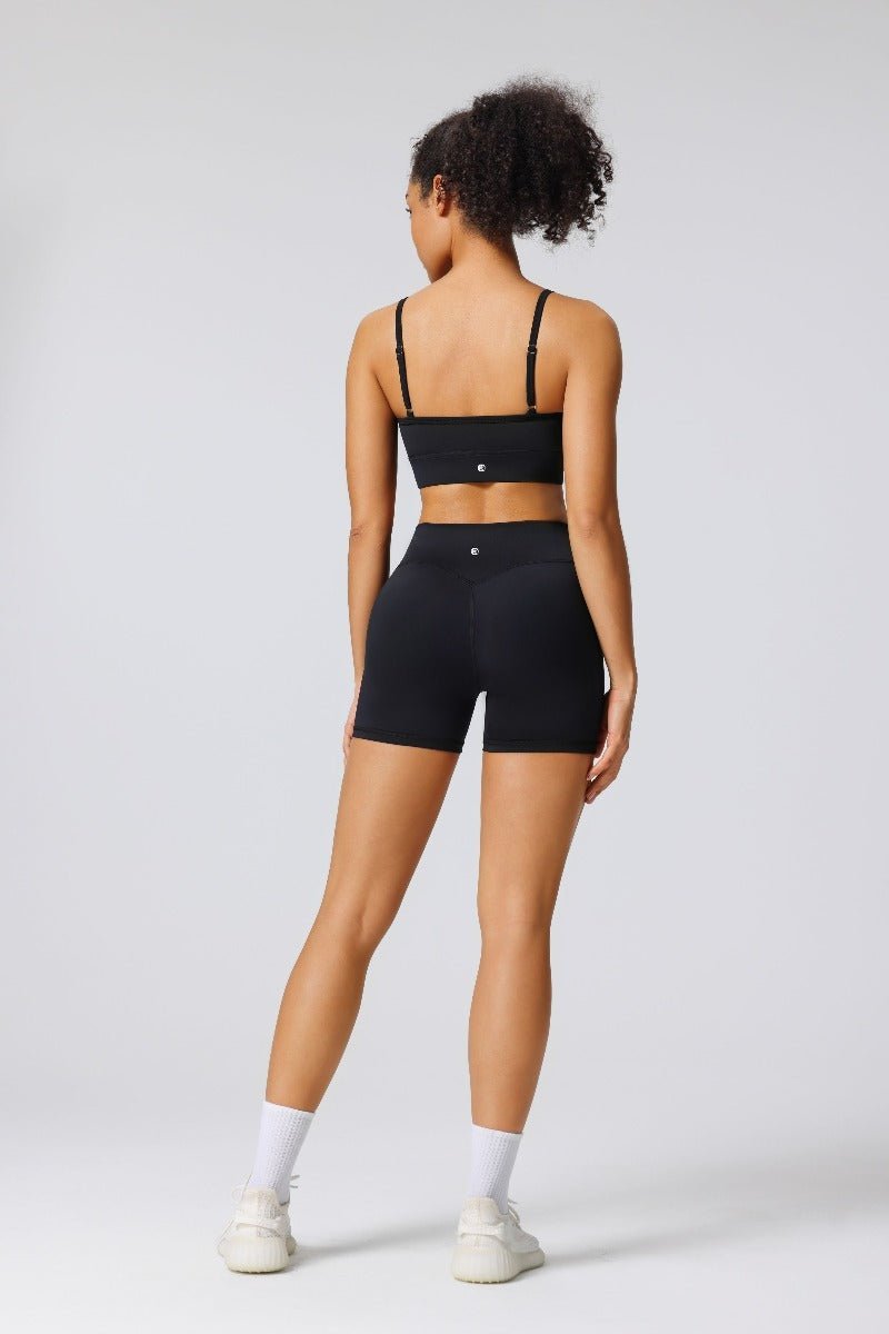 black high waist yoga shorts and sports bra butt lift by Anniou