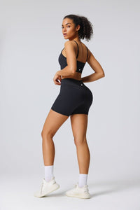 black high waist yoga shorts with bum lifting technology