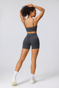 Womens Gray High Waist Peach Hip Yoga Shorts and Tank Top by Anniou