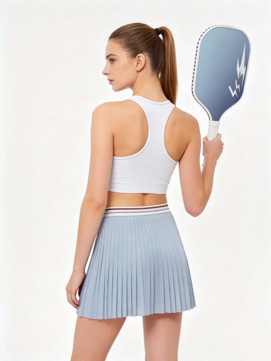 Light Blue High Waist Pleated Pickleball Skirt