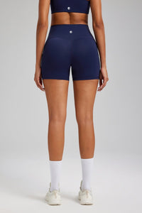 women's navy blue high waist pocket yoga shorts butt lifting Anniou Brand