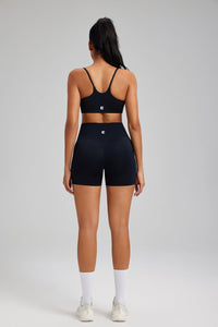 women's black high waist pocket yoga shorts with butt lift by Anniou