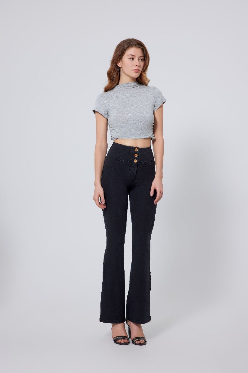 High Waist Straight Flare Jeans