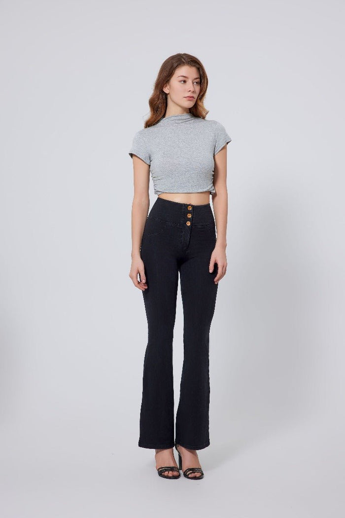 High Waist Straight Flare Jeans