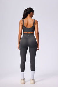 gray UPF 50+ athletic yoga outfit back