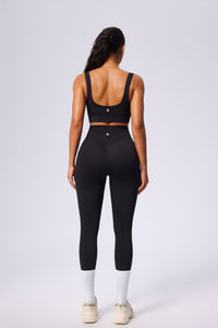 black UPF 50+ Yoga top and leggings outfit back