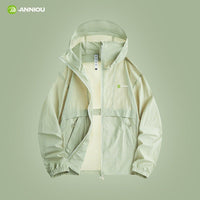light Green hooded full zip top UPF 100+