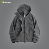 Dark Gray hooded full zip top UPF 100+