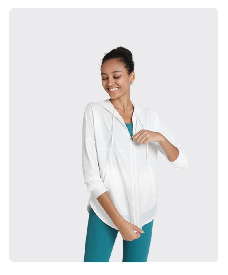 Hooded Zip Up Fitness Top - Sun Protection Clothing