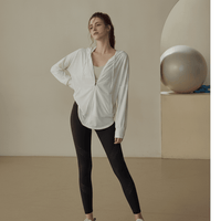 Lightweight Breathable White Hooded Zip up Top