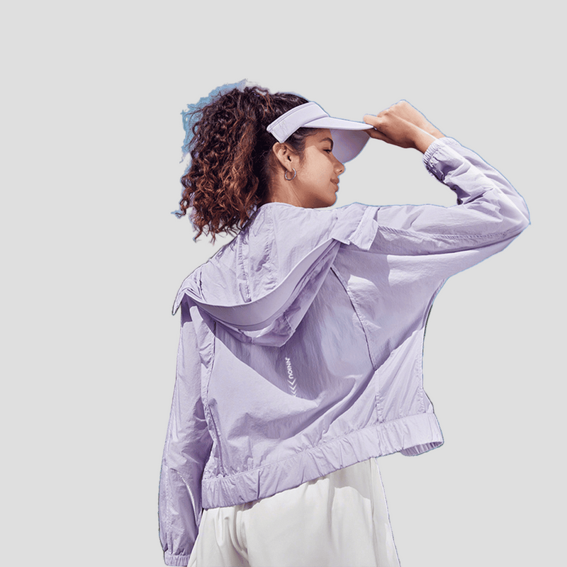 Wide Brim light purple hodded Sun Protection Jacket
