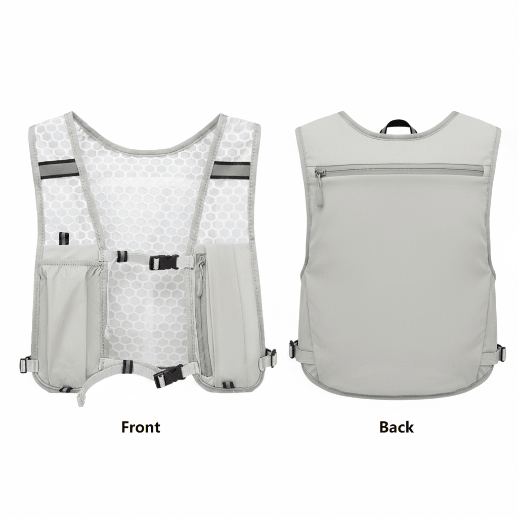 Front and back of a hiking backpack