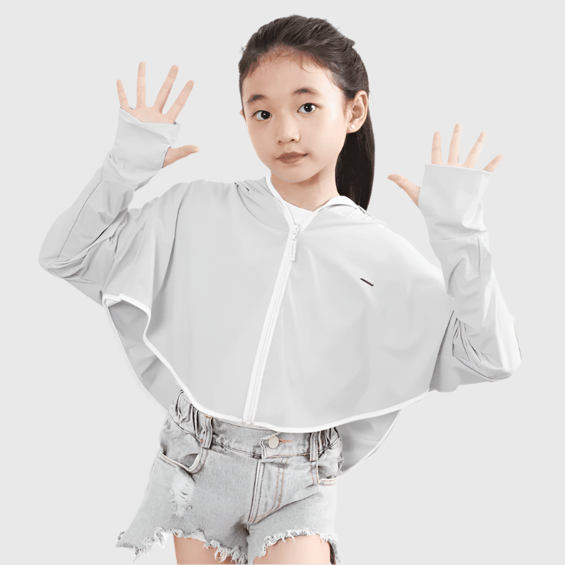 Kids' gray UPF 50+ Hooded Jacket 