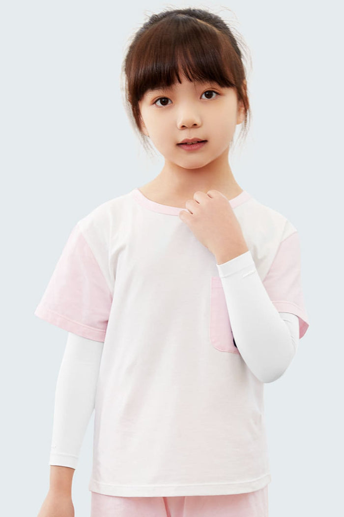 Kids white sun protection arm sleeves