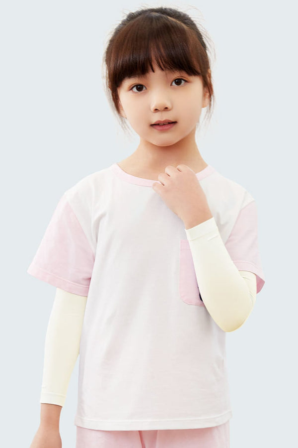 Kids apricot sun protection arm sleeves