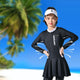Kids UPF50+ Skirt Swimsuit Dress With Half Zip