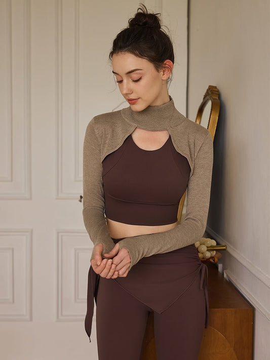 Khaki Knitted Sports Bolero Pullover UPF 50+