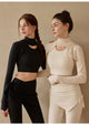2 women wearing a black and cream Knitted Sports Bolero Pullover UPF 50+