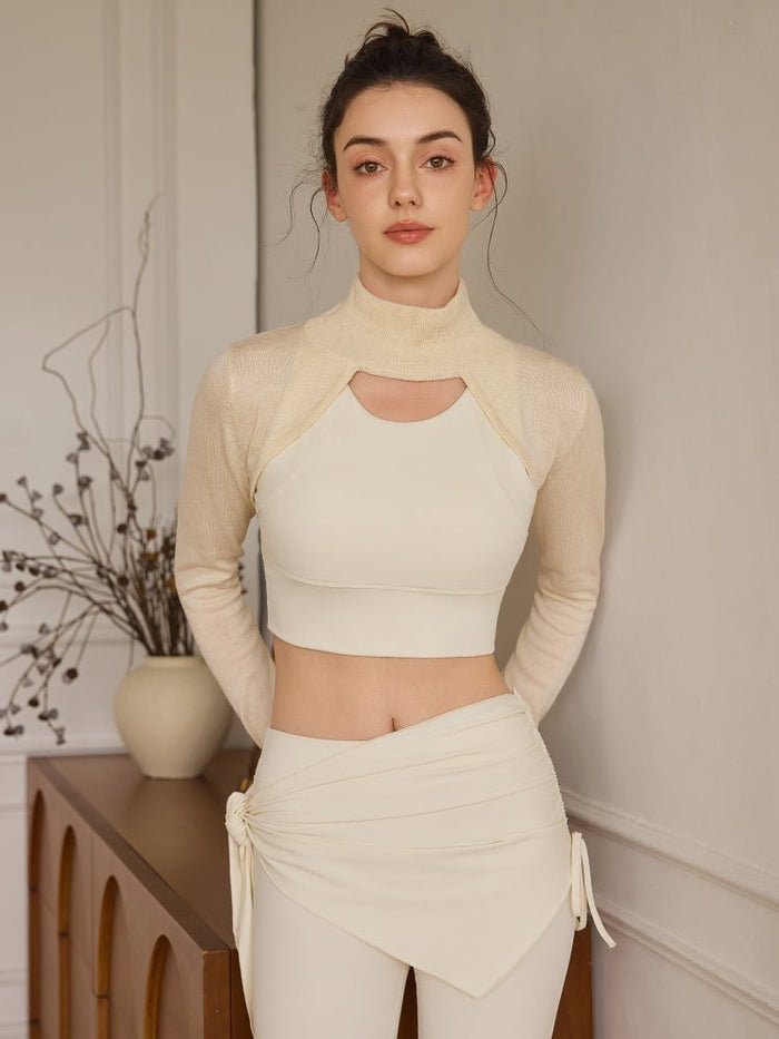 Apricot Knitted Sports Bolero Pullover UPF 50+