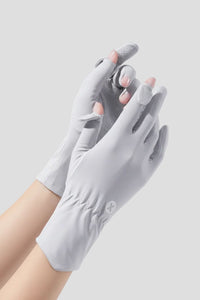 light gray breathable Sun Protection Gloves with UPF 50+