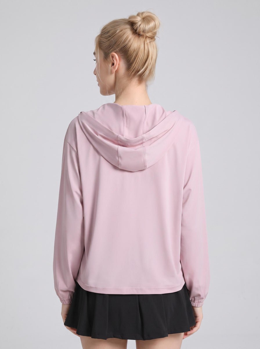 lightpurple back of Lightweight Hooded Athletic Jacket UPF 50+