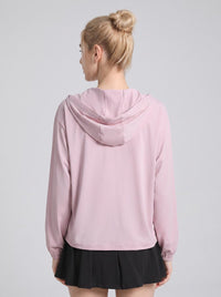 lightpurple back of Lightweight Hooded Athletic Jacket UPF 50+