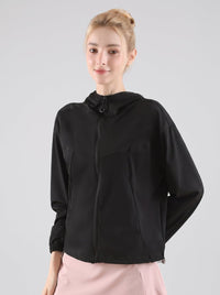 black Lightweight Hooded Athletic Jacket UPF 50+