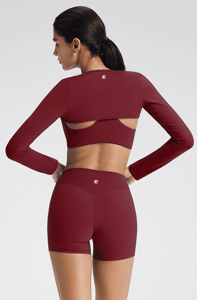 Maroon Lightweight Yoga Bolero with shorts by Anniou