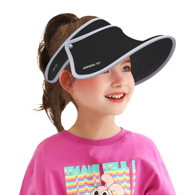 Kids black Long Visor UV Sun Protection Hat 