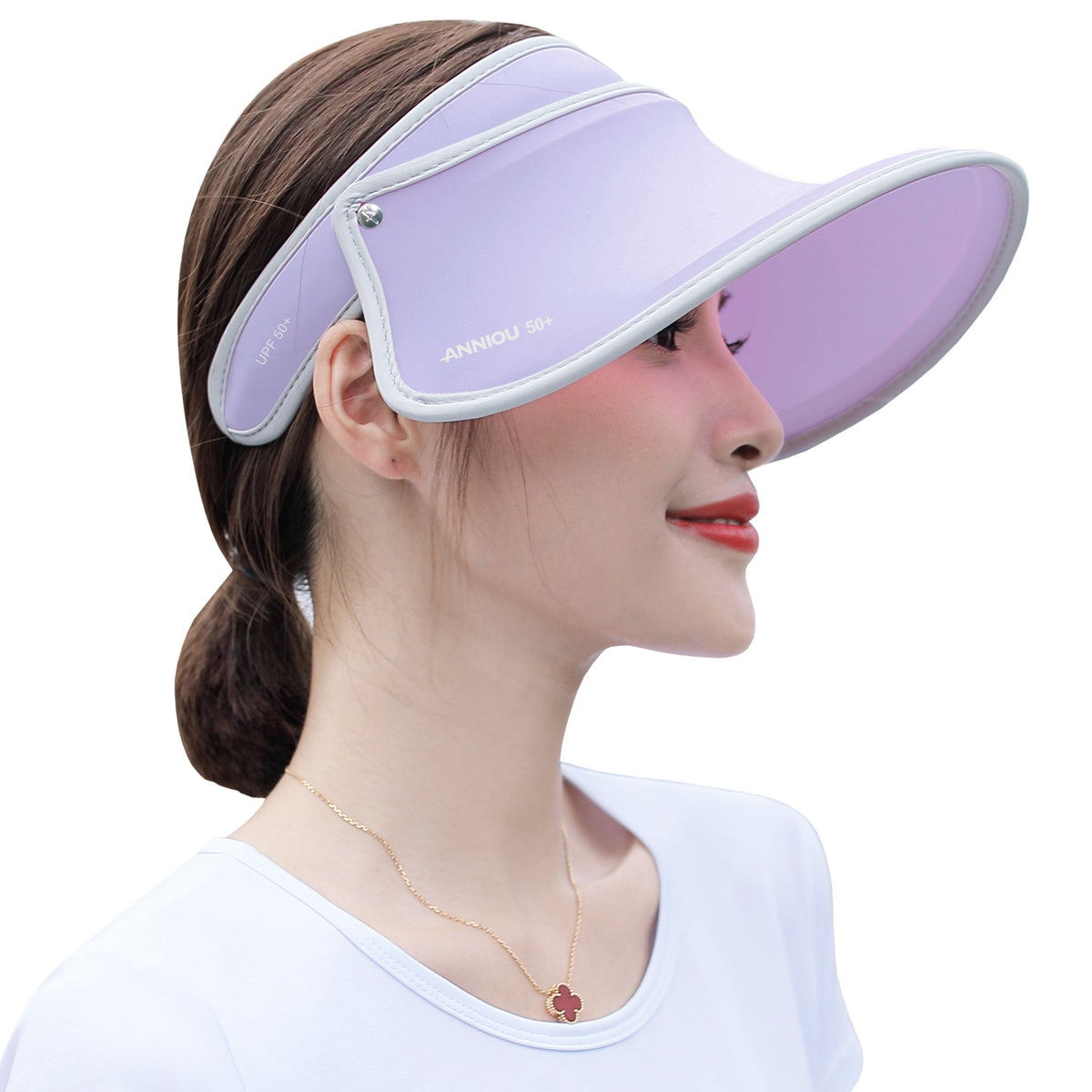 Women's light blue Long Visor Sun Protection Hat by Anniou