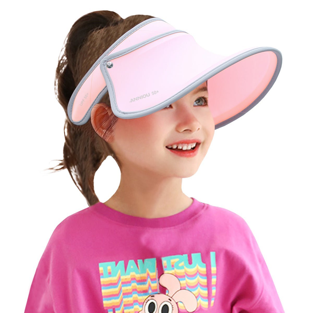 Kids Pink Long Visor UV Sun Protection Hat 