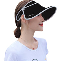 Women's black Long Visor Sun Protection Hat by Anniou