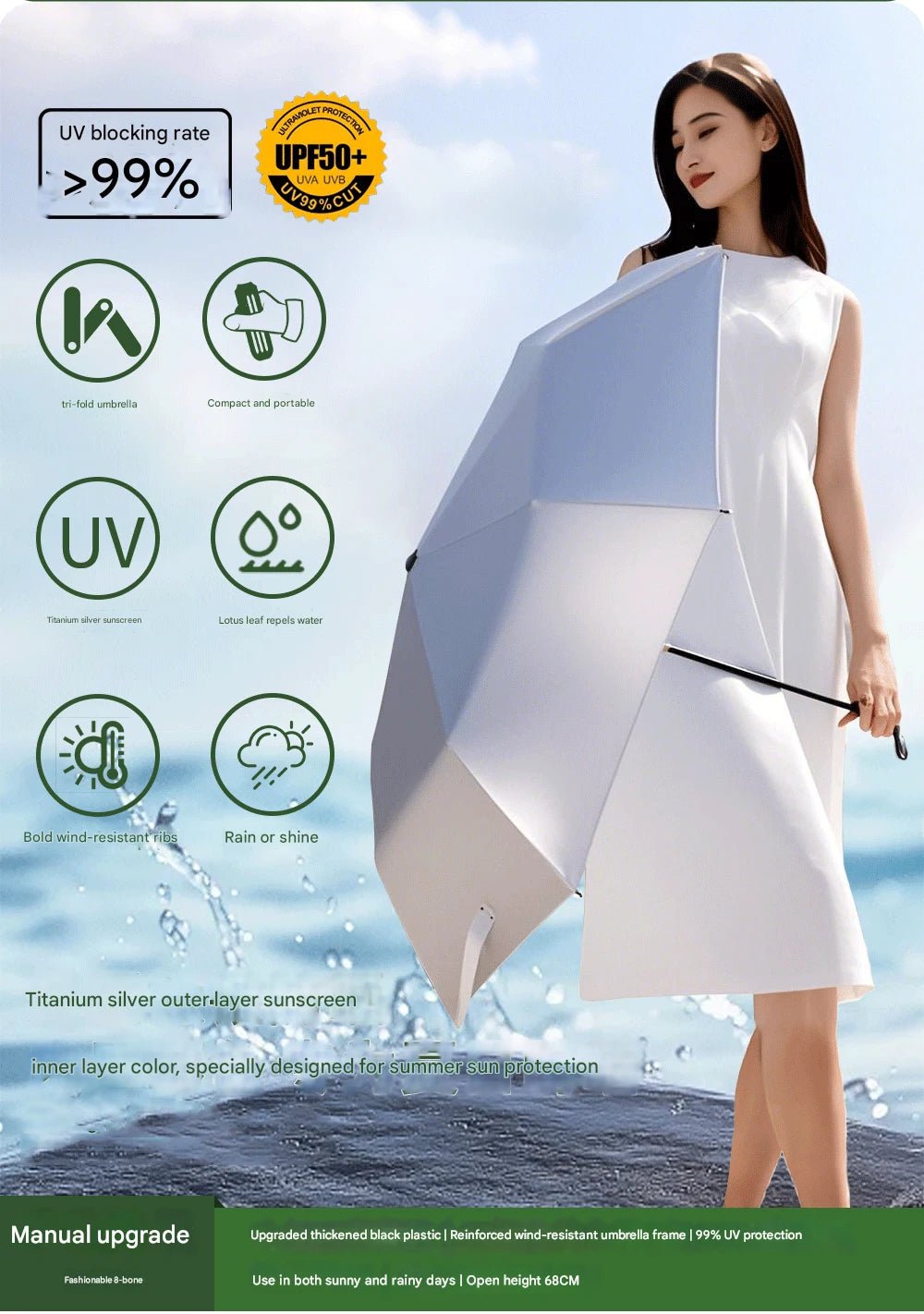 Luxury Compact Travel Umbrella - Sun Protection Clothing