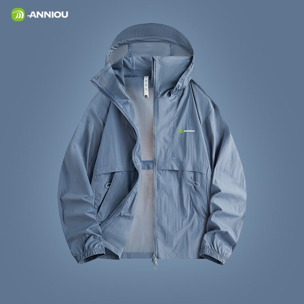 Blue Hooded Full Zip Top UPF 100+
