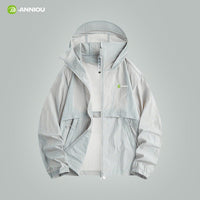 Light Grey Hooded Full Zip Top UPF 100+